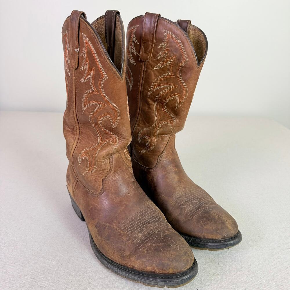 Double H Work West 1519 Cowboy Western Brown Leather Work Boots Mens 10.5 EE